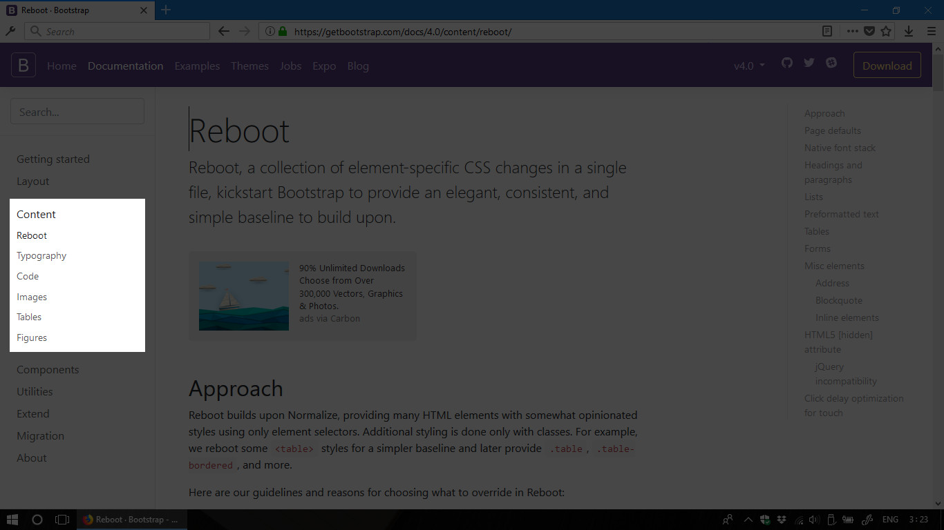 Bootstrap's Content toolsets